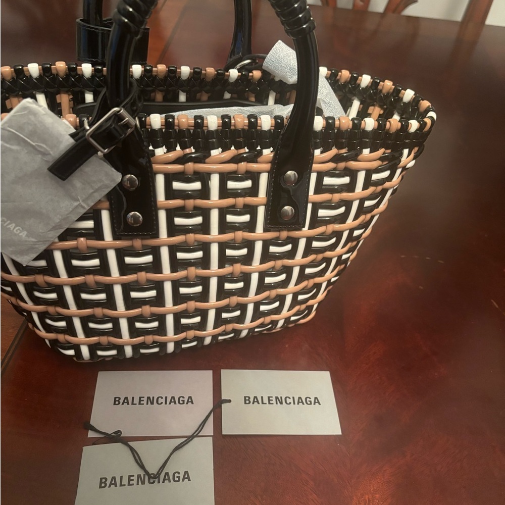 Balenciaga Bistro Black and Brown Woven Women's Bag